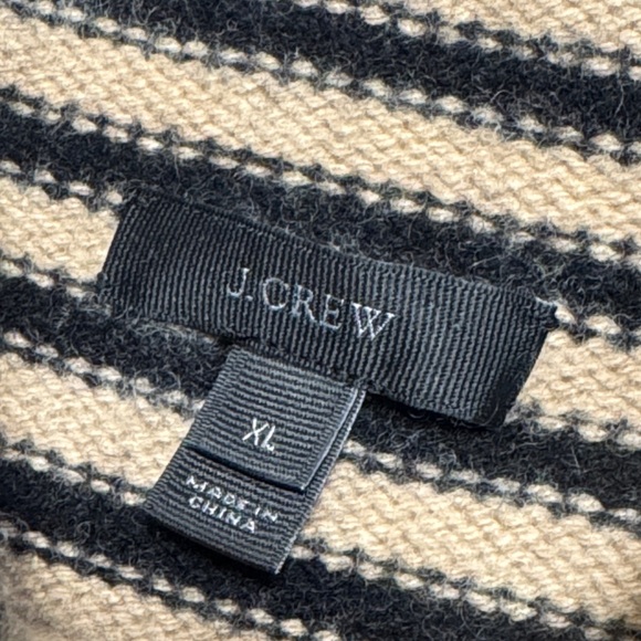 J. CREW Rolled Mock Neck Striped Warm Tan Black Wool Cashmere Blend Sweater XL - Picture 2 of 12